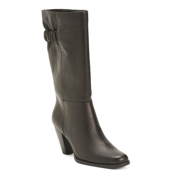AEROSOLES Black Leather Likil Tall Shaft Comfort Boots